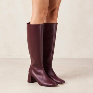 Alohas Burgundy Vegan Leather Knee High Boots